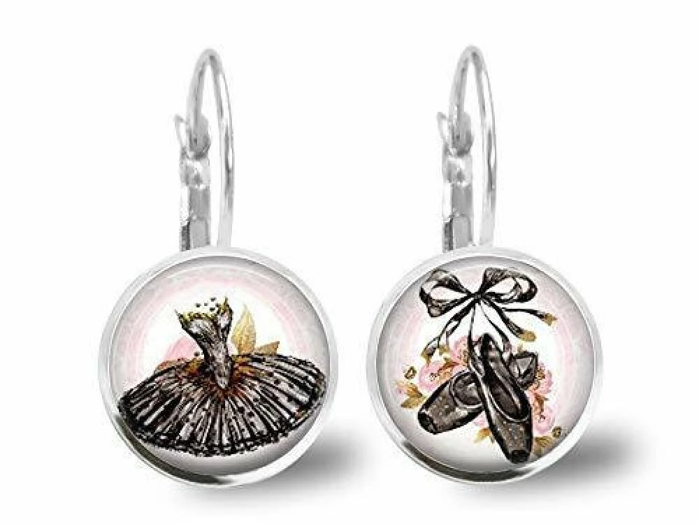 Boucles D'oreilles Cabochon -chaussures De Danse-, Cadeau De Noël Femme - Anniversaire Femme - Saint Valentin - Argent Antique (ref.58a) 1 Boucles D'oreilles Cabochon -chaussures De Danse-, Cadeau De Noël Femme - Anniversaire Femme - Saint Valentin - Argent Antique (ref.58a)