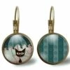 Boucles D'oreilles Cabochon -le Chat Au Parapluie- Cadeau De Noël Femme - Saint Valentin - Cadeau D'anniversaire (ref.2) Fbm