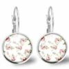 Boucles D'oreilles Fleurs Cabochon -shabby Chic- Cadeau De Noël Femme - Anniversaire Femme - Saint Valentin - Argent Antique (ref.14a)