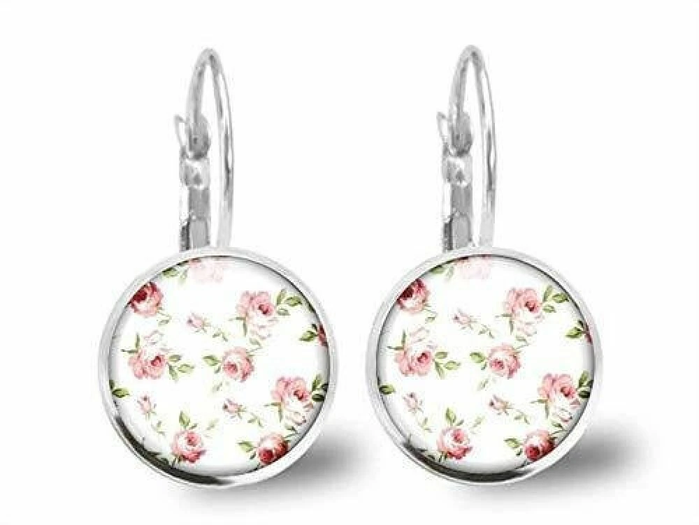 Boucles D'oreilles Fleurs Cabochon -shabby Chic- Cadeau De Noël Femme - Anniversaire Femme - Saint Valentin - Argent Antique (ref.14a) 1 Boucles D'oreilles Fleurs Cabochon -shabby Chic- Cadeau De Noël Femme - Anniversaire Femme - Saint Valentin - Argent Antique (ref.14a)