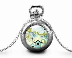 Montre à Gousset, Sautoir Illustré, Hibou -hibou-, Cadeau De Noël Femme - Anniversaire Femme - Saint Valentin - Argent (ref.79a)