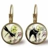 Boucles D'oreilles Cabochon, Boucles D'oreilles -le Chat Du Printemps-, Femme, Cadeau De Noël - Anniversaire Femme - Bronze (ref.71-2)