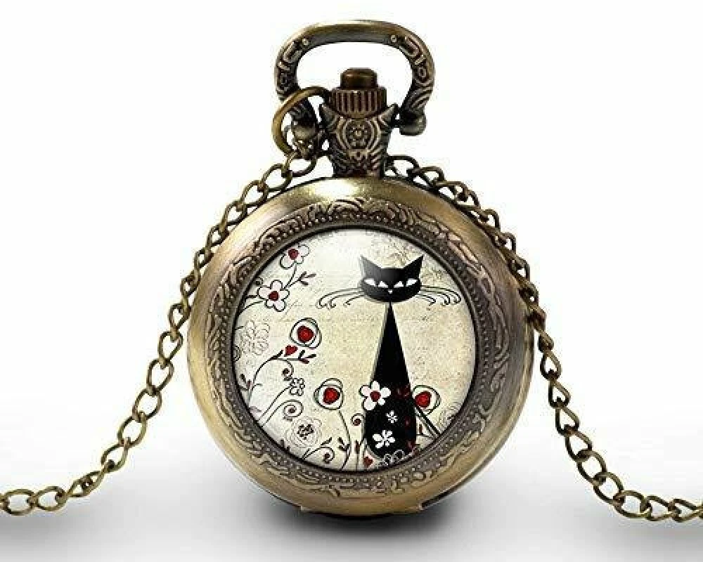 Montre à Gousset, Sautoir Illustré-chat -le Chat Parmi Les Fleurs-cadeau De Noël Femme-anniversaire Femme-saint Valentin-bronze(ref.33) Fba 1 Montre à Gousset, Sautoir Illustré-chat -le Chat Parmi Les Fleurs-cadeau De Noël Femme-anniversaire Femme-saint Valentin-bronze(ref.33) Fba