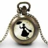 Montre à Gousset, Sautoir Illustré -mary Poppins-, Cadeau De Noël Femme - Anniversaire Femme - Saint Valentin - Bronze (ref.95) Fbm