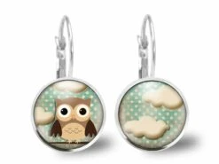 Boucles D'oreilles Chouette -la Chouette Brune- Cadeau De Noël Femme - Anniversaire Femme - Saint Valentin - Argent Antique (ref.49a)