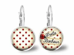 Boucles D'oreilles Cabochon, Boucles D'oreilles Illustrées Flamandes -le Porte-bonheur-, Cadeau De Noël Femme - Saint Valentin - Antiquité