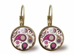 Boucles D'oreilles Cabochon -paisley-, Cadeau De Noël Femme - Anniversaire Femme - Saint Valentin - Bronze (ref.88) Fba