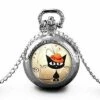 Montre à Gousset, Sautoir Illustré-chat -le Chat Au Chapeau- Cadeau De Noël Femme - Anniversaire Femme - Saint Valentin - Argent (ref.29a)