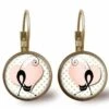 Boucles D'oreilles Cabochon -le Chat-, Cadeau De Noël Femme - Anniversaire Femme - Saint Valentin - Bronze (ref.65)