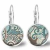 Boucles D'oreilles -cabochon-, Cadeau De Noël Femme - Anniversaire Femme - Saint Valentin - Argent Antique (ref.60a)