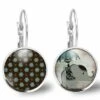 Boucles D'oreilles éléphant Cabochon -le Chat Et L'éléphant-cadeau De Noël Femme-anniversaire Femme-saint Valentin-argent Antique(ref.25a)