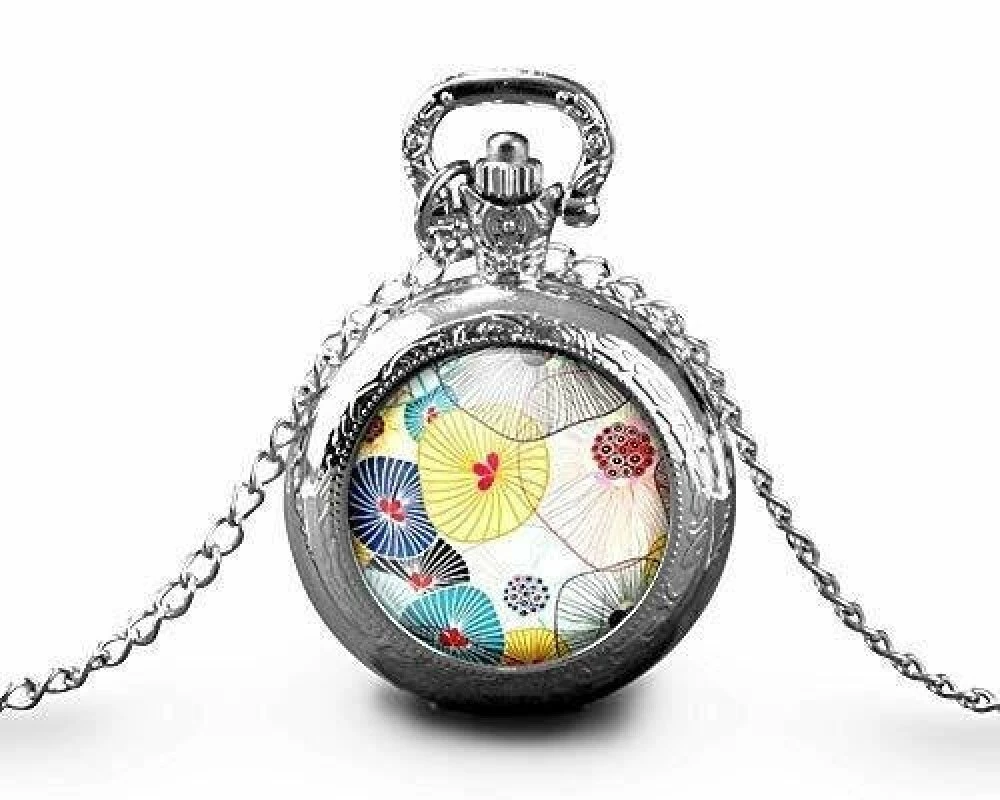 Montre à Gousset, Sautoir Illustré -fleur -fleurs Douces- Cadeau De Noël Femme - Anniversaire De Femme - Saint Valentin - Argent (ref.21a) 1 Montre à Gousset, Sautoir Illustré -fleur -fleurs Douces- Cadeau De Noël Femme - Anniversaire De Femme - Saint Valentin - Argent (ref.21a)