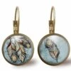 Boucles D'oreilles Cabochon -l'attrape-rêves-, Cadeau De Noël Femme - Anniversaire Femme - Saint Valentin - Bronze (ref.69)
