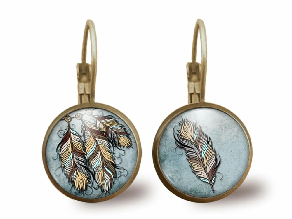 Boucles D'oreilles Cabochon -l'attrape-rêves-, Cadeau De Noël Femme - Anniversaire Femme - Saint Valentin - Bronze (ref.69) 1 Boucles D'oreilles Cabochon -l'attrape-rêves-, Cadeau De Noël Femme - Anniversaire Femme - Saint Valentin - Bronze (ref.69)