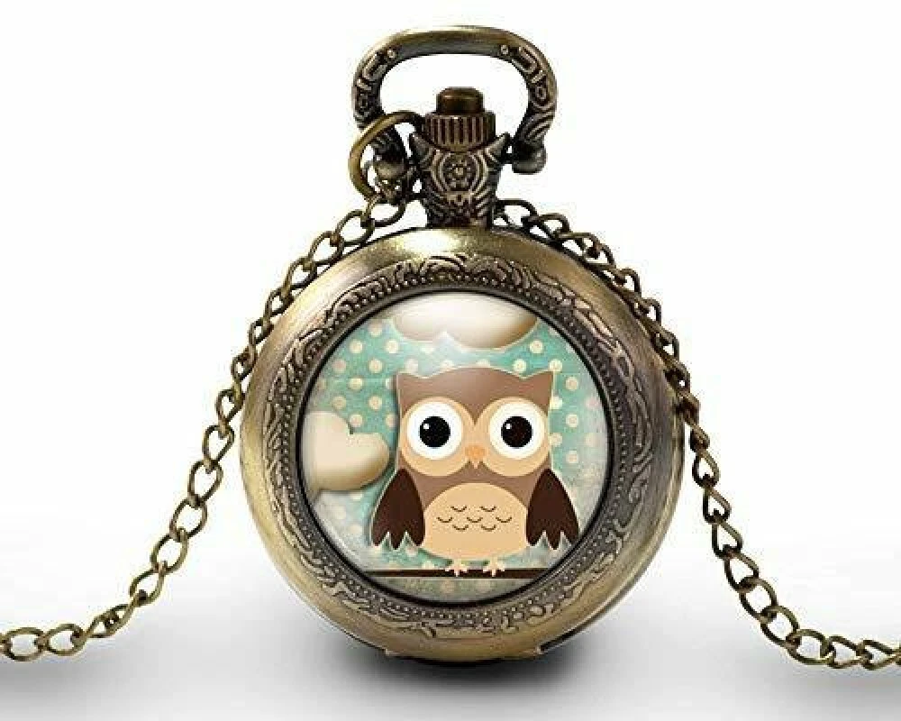 Montre à Gousset, Sautoir Illustré- Hibou -la Chouette Brune- Cadeau De Noël Femme - Anniversaire Femme - Saint Valentin - Bronze (ref.49) 1 Montre à Gousset, Sautoir Illustré- Hibou -la Chouette Brune- Cadeau De Noël Femme - Anniversaire Femme - Saint Valentin - Bronze (ref.49)