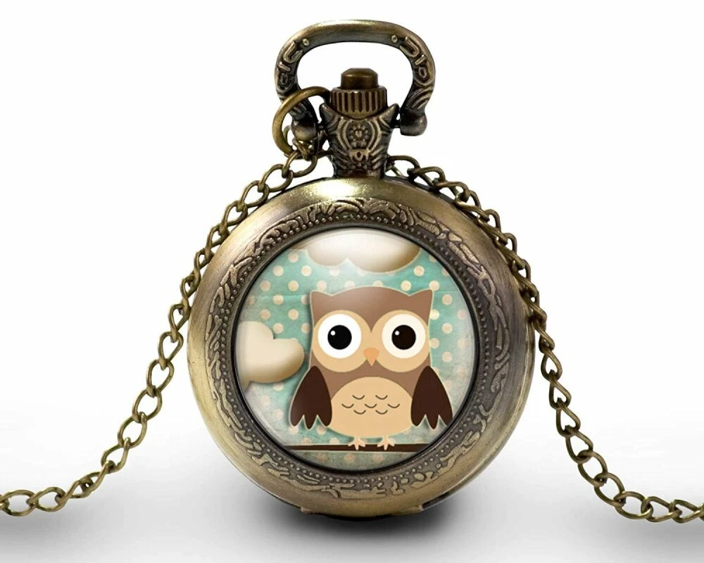 Montre à Gousset, Sautoir Illustré- Hibou -la Chouette Brune- Cadeau De Noël Femme - Anniversaire Femme - Saint Valentin - Bronze (ref.49) 2 Montre à Gousset, Sautoir Illustré- Hibou -la Chouette Brune- Cadeau De Noël Femme - Anniversaire Femme - Saint Valentin - Bronze (ref.49) – Image 2