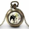Montre à Gousset, Sautoir Illustré -le Chat Du Printemps-, Femme, Cadeau De Noël - Anniversaire Femme - Saint Valentin - Bronze (ref.71-2)