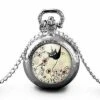 Montre à Gousset,sautoir Illustré-chat,fleur -le Chat Du Pays-cadeau De Noël Femme - Anniversaire Femme - Saint Valentin - Argent (ref.32a)