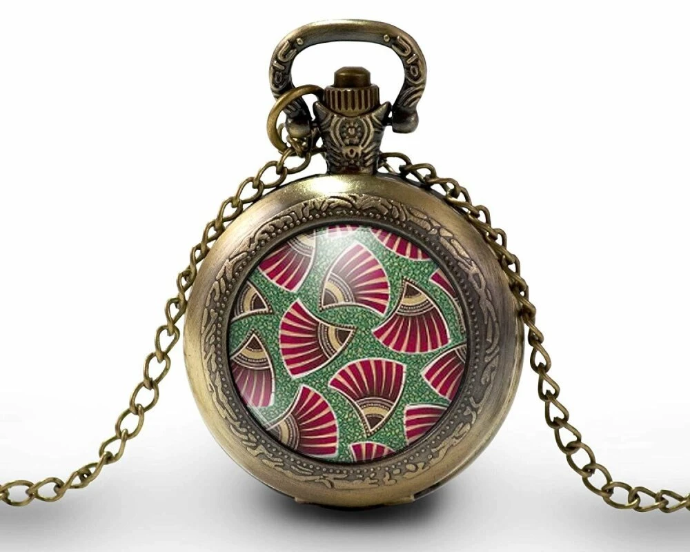 Montre à Gousset, Sautoir Illustré - Cire -cire Africaine- Cadeau De Noël Femme - Anniversaire Femme - Saint Valentin - Bronze (ref.24) 2 Montre à Gousset, Sautoir Illustré - Cire -cire Africaine- Cadeau De Noël Femme - Anniversaire Femme - Saint Valentin - Bronze (ref.24) – Image 2