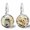 Boucles D'oreilles Cabochon Oiseau, Cage -la Cage à Oiseaux-femme, Cadeau De Noël-anniversaire Femme-saint Valentin-argent Antique(ref.39a)