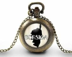Montre à Gousset, Sautoir Illustré -corse-, Femme Cadeau De Noël - Femme Anniversaire - Saint Valentin - Bronze (ref.74)