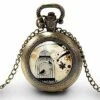 Montre à Gousset,sautoir Illustré-oiseau,cage-la Cage à Oiseaux-cadeau De Noël Femme-anniversaire De Femme-saint Valentin - Bronze (ref.39)