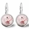 Boucles D'oreilles Cabochon -dans Ma Bulle-, Cadeau De Noël Femme - Anniversaire Femme - Saint Valentin - Argent Antique (ref.73a)