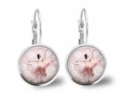 Boucles D'oreilles Cabochon -dans Ma Bulle-, Cadeau De Noël Femme - Anniversaire Femme - Saint Valentin - Argent Antique (ref.73a)