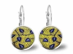 Boucles D'oreilles Cabochon -cire Africaine-, Cadeau De Noël Femme - Anniversaire Femme - Saint Valentin - Argent Antique (ref.66a)