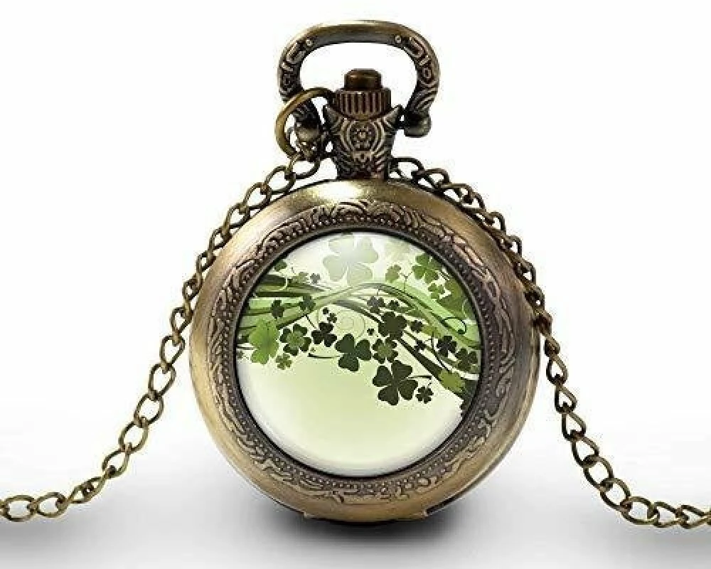 Montre à Gousset, Sautoir Illustré - Shaddock -porte Bonheur- Cadeau De Noël Femme - Anniversaire Femme - Saint Valentin - Bronze (ref.47) 1 Montre à Gousset, Sautoir Illustré - Shaddock -porte Bonheur- Cadeau De Noël Femme - Anniversaire Femme - Saint Valentin - Bronze (ref.47)