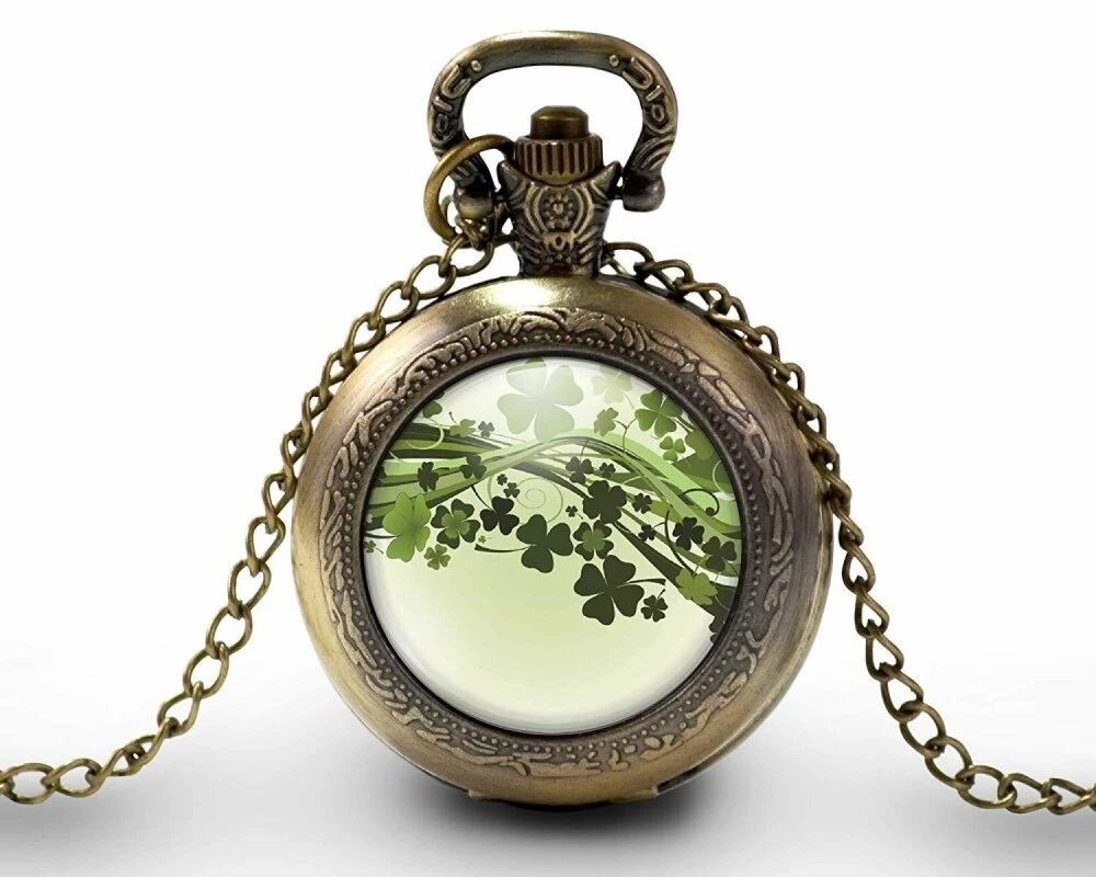 Montre à Gousset, Sautoir Illustré - Shaddock -porte Bonheur- Cadeau De Noël Femme - Anniversaire Femme - Saint Valentin - Bronze (ref.47) 2 Montre à Gousset, Sautoir Illustré - Shaddock -porte Bonheur- Cadeau De Noël Femme - Anniversaire Femme - Saint Valentin - Bronze (ref.47) – Image 2