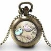 Montre à Gousset,sautoir Illustré Collier Petite Fille,-fleurs Pastel-,cadeau De Noël Femme-anniversaire Femme-saint Valentin-bronze(ref.85)