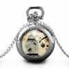 Montre à Gousset,sautoir Illustré-oiseau, Cage-la Cage à Oiseaux-cadeau De Noël Femme-anniversaire De Femme-saint Valentin-argent (ref.39a)