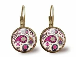 Boucles D'oreilles Cabochon -paisley-, Cadeau De Noël Femme - Anniversaire Femme - Saint Valentin - Bronze (ref.88) Fbm