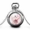 Montre à Gousset, Sautoir Illustré -dans Ma Bulle-, Cadeau De Noël Femme - Anniversaire Femme - Saint Valentin - Argent (ref.73a)