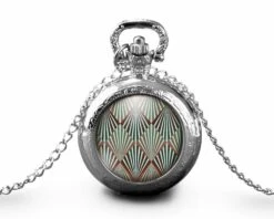 Montre à Gousset,sautoir Illustré-diamant-diamants Abstraits-femme, Cadeau De Noël - Anniversaire Femme - Saint Valentin - Argent (ref.17a)