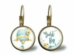 Boucles D'oreilles Cabochon -sweet Balloon- Cadeau De Noël Femme - Saint Valentin - Cadeau D'anniversaire (ref.18)