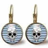 Boucles D'oreilles Cabochon -le Pirate-, Cadeau De Noël Femme - Anniversaire Femme - Saint Valentin - Bronze (ref.94)