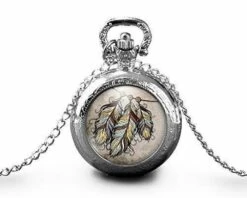 Montre Ă Gousset, Sautoir IllustrĂ© -l'attrape-rĂȘves- Femme Cadeau De NoĂ«l - Anniversaire Femme - Saint Valentin - Argent (ref.69-1a)