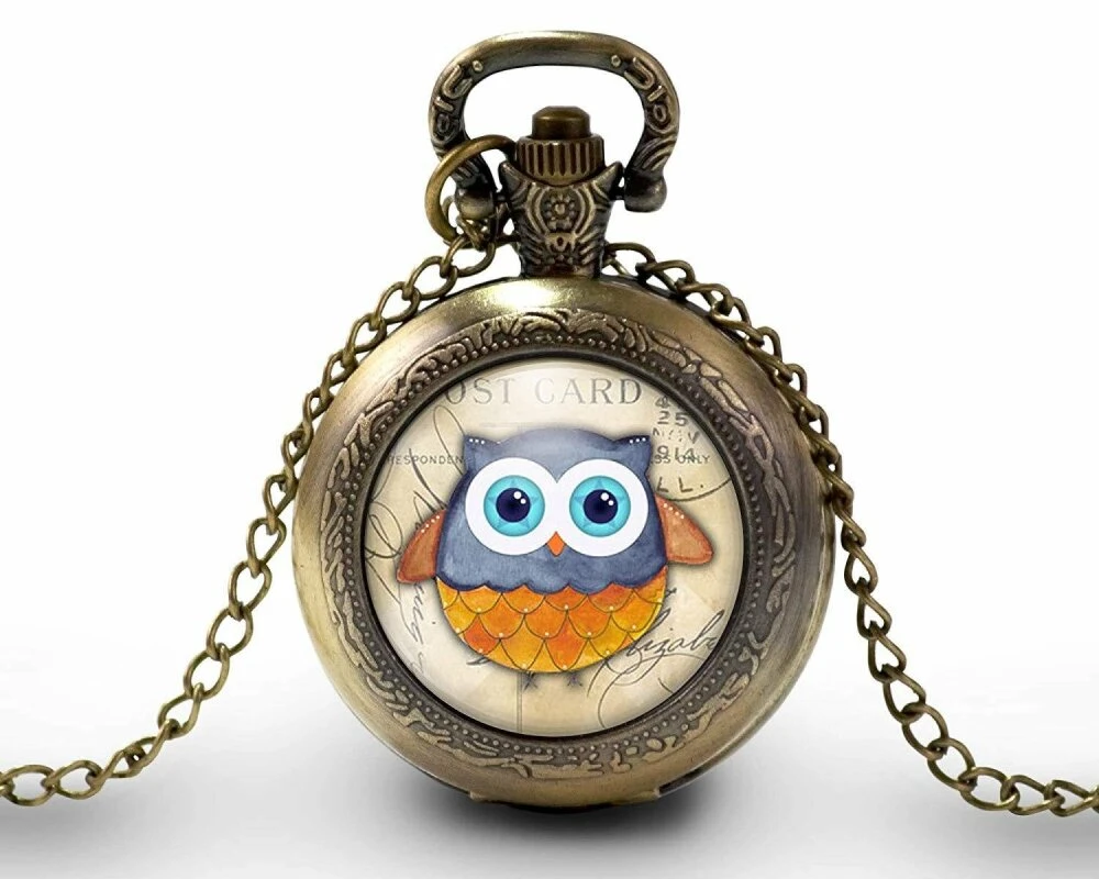 Montre à Gousset, Sautoir Illustré -la Chouette Estampillée-, Cadeau De Noël Femme - Anniversaire Femme - Saint Valentin - Bronze (ref.87) 2 Montre à Gousset, Sautoir Illustré -la Chouette Estampillée-, Cadeau De Noël Femme - Anniversaire Femme - Saint Valentin - Bronze (ref.87) – Image 2