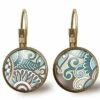 Boucles D'oreilles Cabochon -motifs Doux-, Cadeau De Noël Femme - Anniversaire Femme - Saint Valentin - Bronze (ref.60)