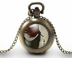 Montre à Gousset, Sautoir Illustré -nuit Noire- Collier, Femme, Cadeau De Noël - Anniversaire Femme - Saint Valentin - Bronze (ref.55) Fbm