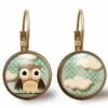 Boucles D'oreilles Cabochon -la Chouette Brune- Cadeau De Noël Femme - Saint Valentin - Cadeau D'anniversaire (ref.49)