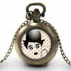 Montre à Gousset, Sautoir Illustré -charlie Chaplin-, Femme Cadeau De Noël - Anniversaire Femme - Saint Valentin - Bronze (ref.78)