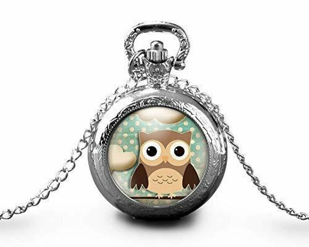 Montre à Gousset,sautoir Illustré -hibou -la Chouette Brune- Cadeau De Noël Femme - Anniversaire Femme - Saint Valentin - Argent (ref.49a) 1 Montre à Gousset,sautoir Illustré -hibou -la Chouette Brune- Cadeau De Noël Femme - Anniversaire Femme - Saint Valentin - Argent (ref.49a)