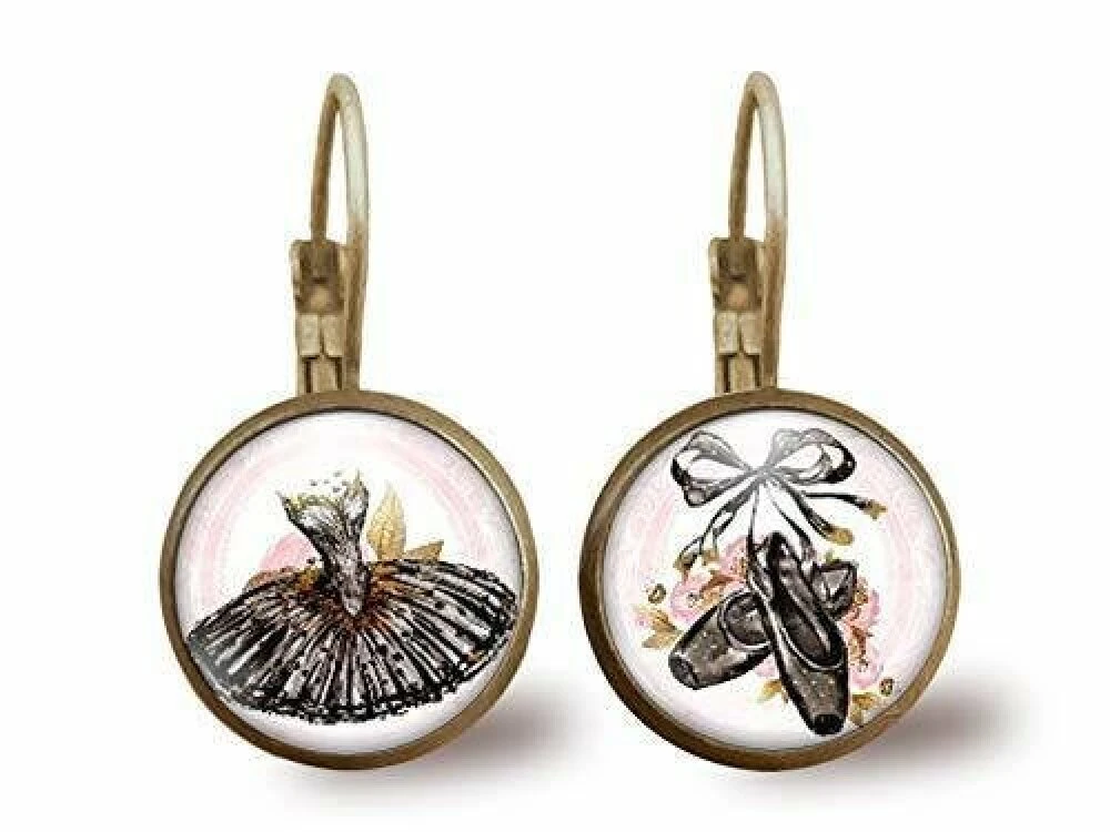 Boucles D'oreilles Cabochon -chaussures De Danse-, Cadeau De Noël Femme - Anniversaire Femme - Saint Valentin - Bronze (ref.58) 1 Boucles D'oreilles Cabochon -chaussures De Danse-, Cadeau De Noël Femme - Anniversaire Femme - Saint Valentin - Bronze (ref.58)