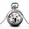 Montre à Gousset,sautoir Illustré-chat, Fleur-le Chat Dans Le Pré-femme, Cadeau De Noël-anniversaire Femme-saint Valentin -argent (ref.30a)