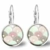 Boucles D'oreilles Fleurs Cabochon -fleurs Japonaises- Cadeau De Noël Femme - Anniversaire Femme - Saint Valentin-argent Antique (ref.16a)