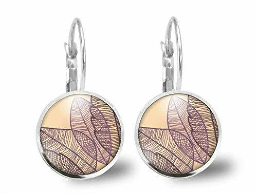 Boucles D'oreilles Feuille De Cabochon -feuilles Violettes - Cadeau De Noël Femme - Anniversaire De Femme - Argent Antique (ref.45a) 1 Boucles D'oreilles Feuille De Cabochon -feuilles Violettes - Cadeau De Noël Femme - Anniversaire De Femme - Argent Antique (ref.45a)