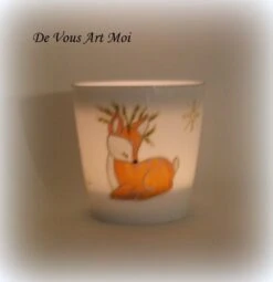 Photophore Bougeoir Céramique Porcelaine Faon Porte Bougie Noël Original Peint Main Artisanal -Papeterie Boutique 2967613 photophore bougeoir noel verre porte bougie renne noel fai 3